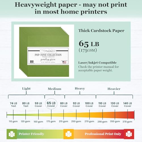 Cardstock Warehouse Pop-Tone Gumdrop Green Cardstock Paper – 25 Sheets, 12 x 12" - 65 lb / 175 GSM Premium Green Card Stock for Die-cutting, Crafts, Scrapbooking, Card Making and DIY Projects - color: Gumdrop Green