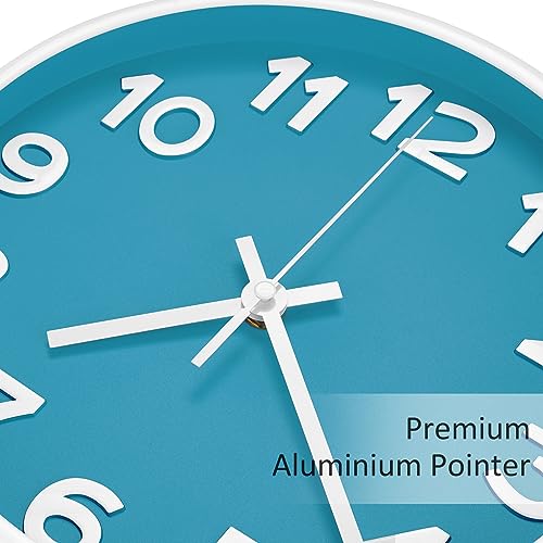 HIPPIH Wall Clock 2 Pack, 10 Inch Modern Wall Clocks Battery Operated, Non Ticking Silent Wall Clock, Simple Small Analog Wall Clock for Living Room, Bedroom, Kitchen, School, Office, Blue - color: Blue, size: 10 inches
