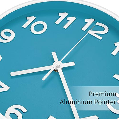HIPPIH Wall Clock 2 Pack, 10 Inch Modern Wall Clocks Battery Operated, Non Ticking Silent Wall Clock, Simple Small Analog Wall Clock for Living Room, Bedroom, Kitchen, School, Office, Blue - color: Blue, size: 10 inches