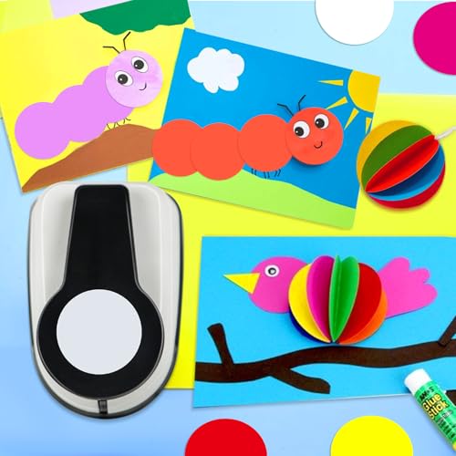 Circle Punch, Hole Puncher for Crafts, Paper Punches for Crafting, 1 inch Circle Hole Punch, Crafts Punches, Round Puncher Cutter - color: Circle