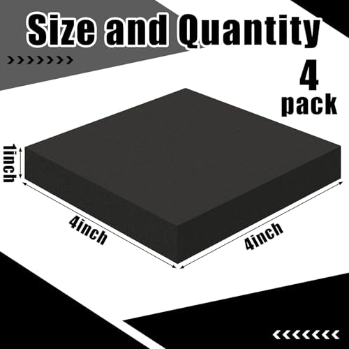 4 Pcs 1" Thick Foam Padding Sheet with Adhesive Backing Closed Cell 4 Inch x 4 Inch Self Stick Neoprene Insulation Foam Sheet Black for Furniture Cars Speakers - color: Black, size: 1 Inch Thick, 4 x 4 Inches