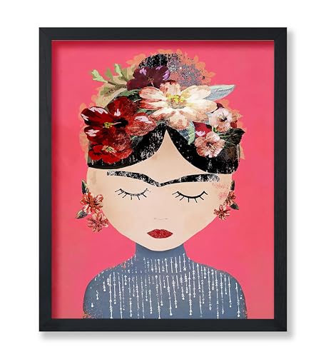 Poster Master Frida Print - Pink Version Portrait Poster - Magic Realism Art - Artistic Floral Design - Gift for Men & Women - Aesthetic Decor for Living Room or Office - 8x10 UNFRAMED Wall Art - color: Style-05, size: 8"L x 10"W