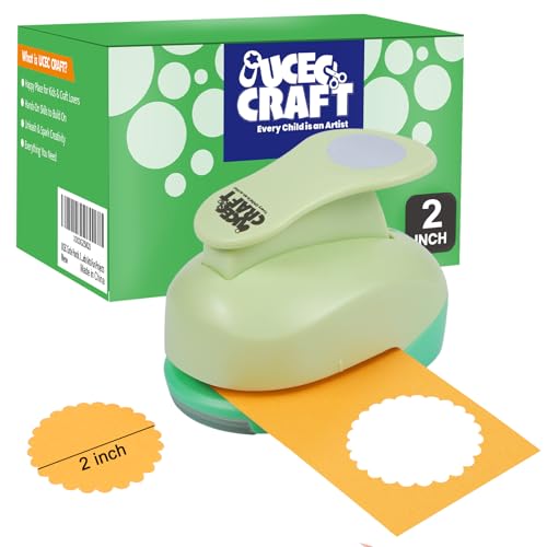 UCEC 2 inch Scallop Circle Punch, Circle Ware Punch, Craft Lever Puncher, DIY Handmade Paper Punches for Paper Crafting Scrapbooking Cards Arts - color: Scallop, size: 2 Inch