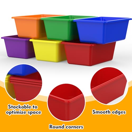 18 Pcs Plastic Classroom Bins, Book Toy Storage Bin Small Cubby Bins Stackable Storage Organizer Containers for Office Home Nursery Playroom (18) ﻿