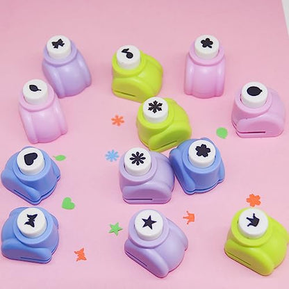 Punch Craft Set, 12 Pack Multicolored Shapes Hole Punch Great for Crafting & Fun Projects