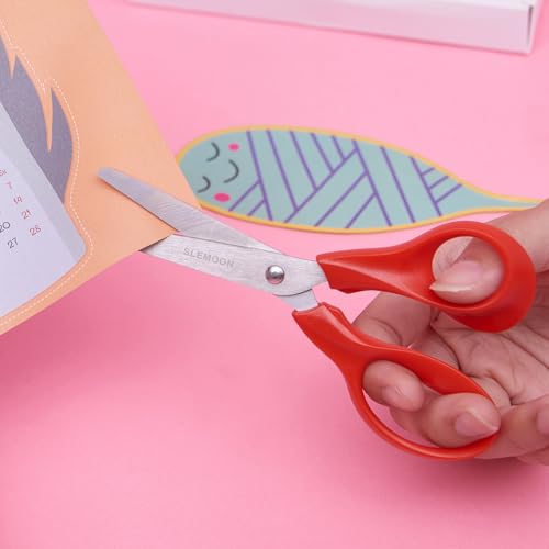 5" Small School Student Blunt Tips Children Craft Scissors,3 Pack | Sharp Stainless Steel Blades Safety Comfort Grip for Preschool Kids Cutting Paper in the Class,School and Home,Red