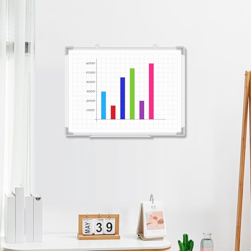 Lincia Magnetic Dry Erase Whiteboard with Lines, 24" x 18" White Board Planner for Wall, Planning Board Ruled Dry Erase Whiteboard with Aluminum Frame for Back to School Classroom Home Office(Grid) - style: Grid