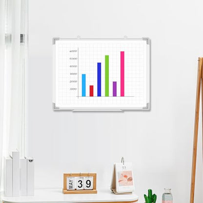 Lincia Magnetic Dry Erase Whiteboard with Lines, 24" x 18" White Board Planner for Wall, Planning Board Ruled Dry Erase Whiteboard with Aluminum Frame for Back to School Classroom Home Office(Grid) - style: Grid
