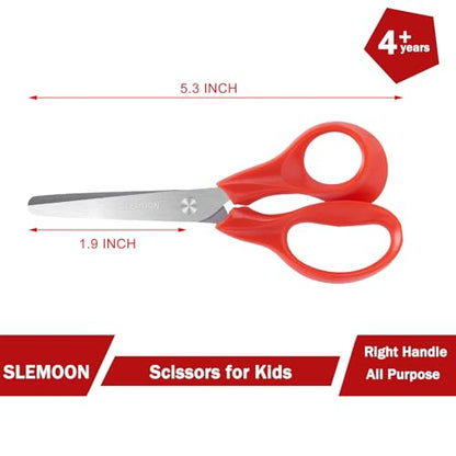 5" Small School Student Blunt Tips Children Craft Scissors,3 Pack | Sharp Stainless Steel Blades Safety Comfort Grip for Preschool Kids Cutting Paper in the Class,School and Home,Red