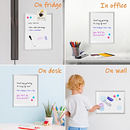 VUSIGN Small Dry Erase Whiteboard, 11 x 14 Inches White Board for Students, Fridge, Locker, Mini Dry Erase Board, Aluminum Frame, 2 Pack - color: B-sliver 2 Pack
