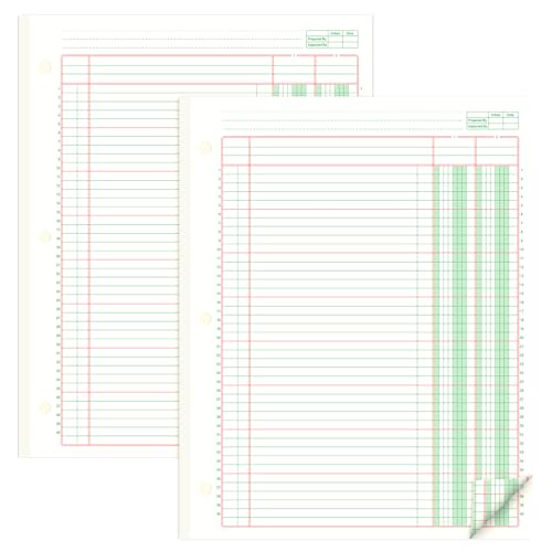 gisgfim 2 Pads 100 Sheets Columnar Analysis Pad 3 Hole Punch Accounting Book 8-1/2 x 11 Ledger Paper Pad Double Page Format Columnar Pads for Business Bookkeeping & Data(2 Column Ledger) - style: 2 Column Ledger