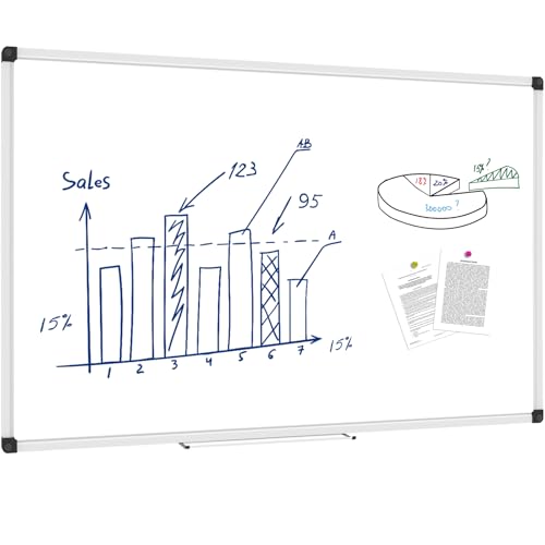 XBoard Magnetic Whiteboard 48 x 31 inch, Dry Erase Board with Silver Aluminum Frame - size: 31"W x 48"H