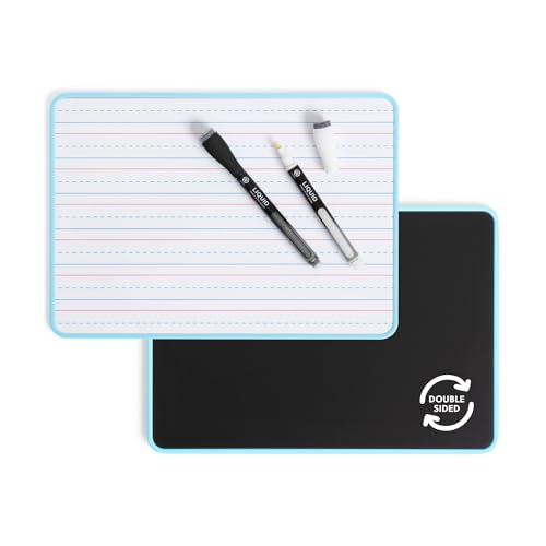 U Brands Double-Sided Lap Board, 8.25 x 11.75, Ruled Dry Erase and Chalkboard Surfaces, 2 Liquid Chalk Markers, Rounded Frame, Blue - style: 1 Count Double Sided Ruled - Blue