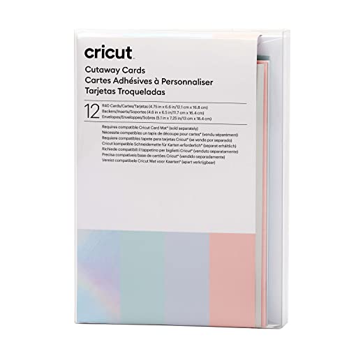 Cricut Cutaway Cards R40, Intricately Design Birthday Cards, Thank You Cards, Custom Greeting Cards, Holographic Backer, Compatible with Cricut Joy/Maker/Explore Machines, Pastel Sampler (12 ct) - color: Pastels, size: 12 Count