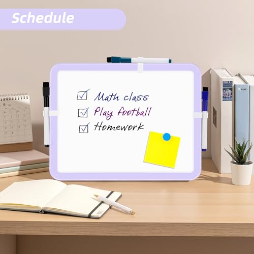 VUSIGN Small White Board Dry Erase, 8.5'' x 11'' Magnetic Dry Erase Board, Mini Whiteboard with Markers for Fridge, Wall, Locker, Purple - color: G-purple
