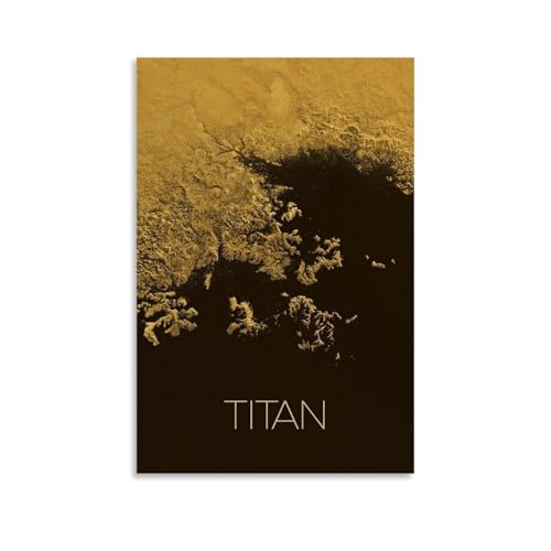 XIAOLOUTINYU Titan Moon Wall Art 12x18 Saturn Astronomy Canvas Poster Print | Mysterious methane moon canvas for bedrooms offices dorm rooms study areas Hazy atmospheric visual Unframed lightweight - color: Unframe-MOON, size: 18"L x 12"W