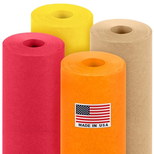Paclord 18" x 1200" (100 ft) Thanksgiving Day Kraft Paper Rolls Set, 45 Lbs - Brown, Orange, Yellow, Red Kraft Paper - Made in USA Colored Paper for Crafts, DIY, School, Gift Wrapping - color: Thanksgiving Day, size: 18"W x 1200"L
