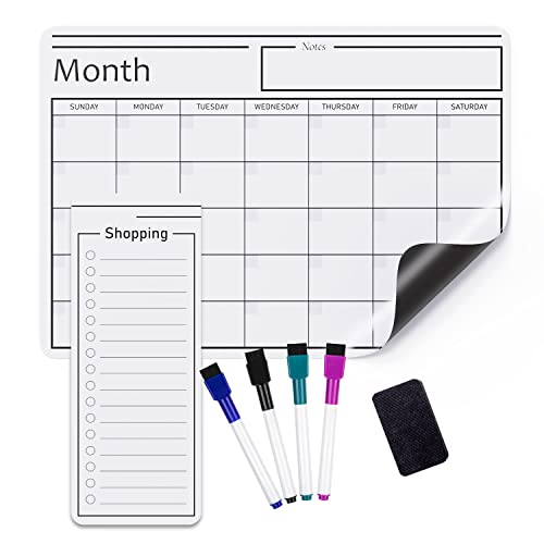 Amazon Basics Magnetic Dry Erase Whiteboard Calendar for Fridge, Easy to Clean, Schedule Organizer, 12" x 17", Includes 4 Markers and Eraser - style: Whiteboard 12"x17"
