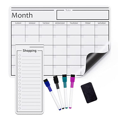 Amazon Basics Magnetic Dry Erase Whiteboard Calendar for Fridge, Easy to Clean, Schedule Organizer, 12" x 17", Includes 4 Markers and Eraser - style: Whiteboard 12"x17"