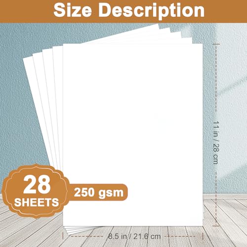 Silunkia 28 Sheets Bright White Cardstock 8.5 x 11 Certificate Paper, 250gsm/92lb Heavyweight White Card Stock Printer Paper for DIY Cards, Wedding, Business Cards, Menus, Invitations, Scrapbooking - color: White, size: 28 Sheets