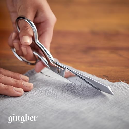Gingher 8" Dressmaker's Fabric Scissors, Stainless Steel Shears, Sharp Knife Edge Steel Sewing Shears with Protective Sheath for Fabric Cutting and Tailoring, Chrome Plated Nickel Finish - style: 8" Dressmaker