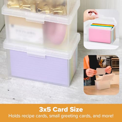 Bostitch Konnect Storage Containers with Lids, Office Organizer, Clear Plastic Box, Stackable for Index Cards, Labels, 1 Qt, 6 Pack - size: 6-Pack