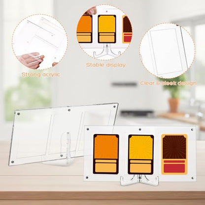 COLLBATH Triple Stand Acrylic Easel Display Stand for Sports Cards and Pictures, Sturdy and Multifunctional Tabletop Holder with Sleek Modern Design for Office Desktop and Home Use