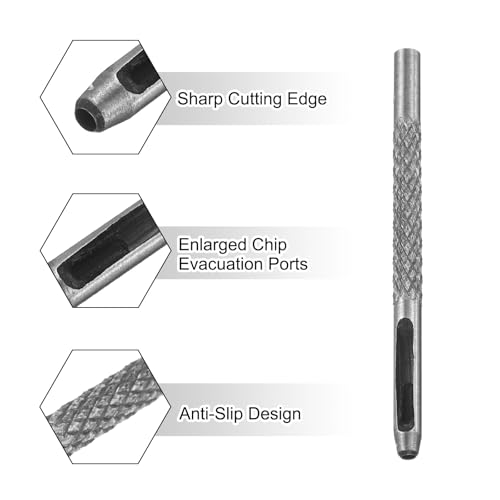 HARFINGTON 2pcs Leather Round Hole Punch, 2mm Hollow Hole Puncher Cutter Carbon Steel Circle Hole Punching Cutting Tool for Belt/DIY Leather Craft - size: 2mm