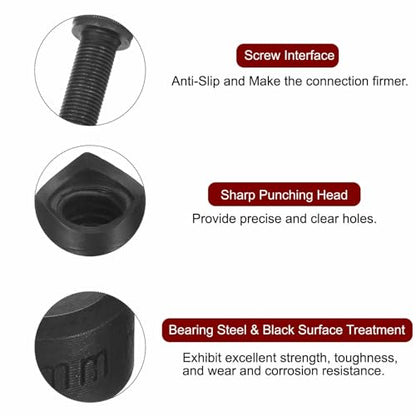 HARFINGTON Sheet Metal Punch Hole Punch 10mm Bearing Steel Precise Cutting Manual Knockout Kit with External Hex Shank for Metal Steel Plate Sink Stainless Steel, Black - size: 10mm