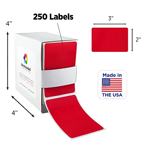 ChromaLabel 2 x 3 inch Permanent Color Code Rectangle Labels, 250 Labels per Dispenser Box, Red - color: Red, size: 2" x 3"