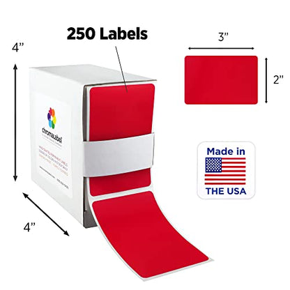 ChromaLabel 2 x 3 inch Permanent Color Code Rectangle Labels, 250 Labels per Dispenser Box, Red - color: Red, size: 2" x 3"