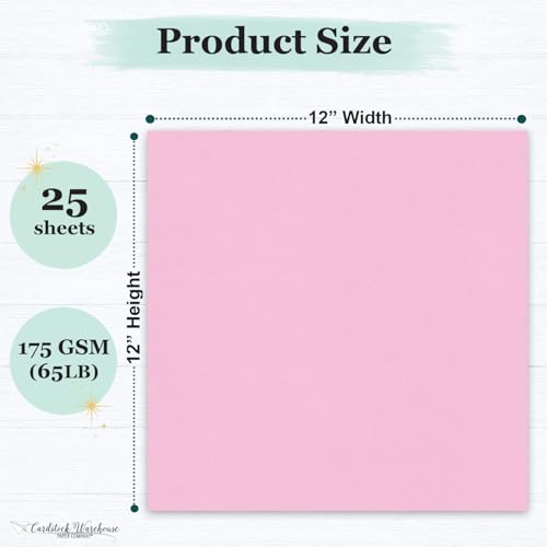 Cardstock Warehouse Pop-Tone Cotton Candy Pink Cardstock Paper – 25 Sheets, 12 x 12" - 65 lb / 175 GSM Premium Pink Card Stock for Die-cutting, Crafts, Scrapbooking, Card Making and DIY Projects - color: Cotton Candy Pink
