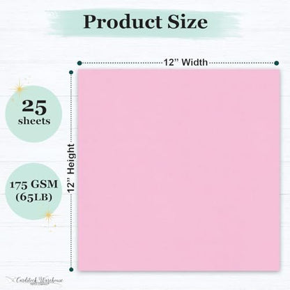 Cardstock Warehouse Pop-Tone Cotton Candy Pink Cardstock Paper – 25 Sheets, 12 x 12" - 65 lb / 175 GSM Premium Pink Card Stock for Die-cutting, Crafts, Scrapbooking, Card Making and DIY Projects - color: Cotton Candy Pink