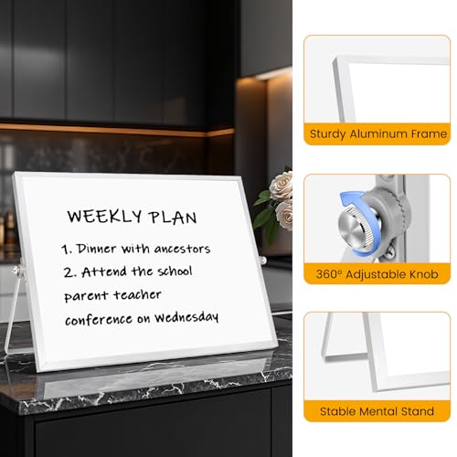 White Board with Stand, 24" x 18" Double-Sided Desktop Dry Erase Board, Portable Magnetic Whiteboard Easel for Kids Office Home School - size: 24"W x 18"H