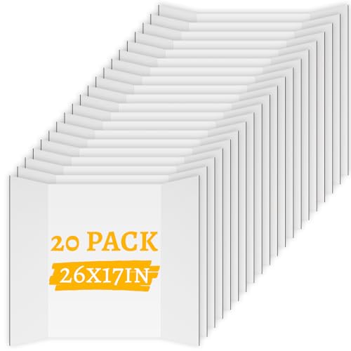 20 Pack Trifold Poster Board (26" x 17"), White Poster Board for Science Fairs, School Projects, Graduation Party, Event Displays, and Business Presentations - color: White