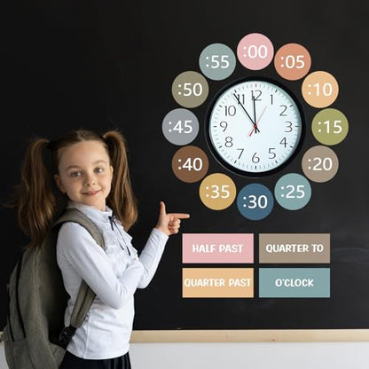Boho Rainbow Clock Numbers Bulletin Board Kits, Telling Time Teaching Clock for Kids Labels, Learning to Tell Time Cutouts for Elementary Math Classroom Must Haves (Boho) - color: Boho