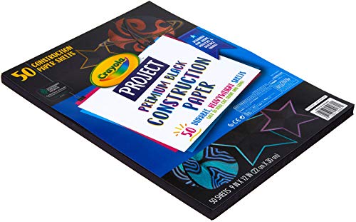 Crayola Black Construction Paper, Premium Art Supplies, Standard Size, 50 Count