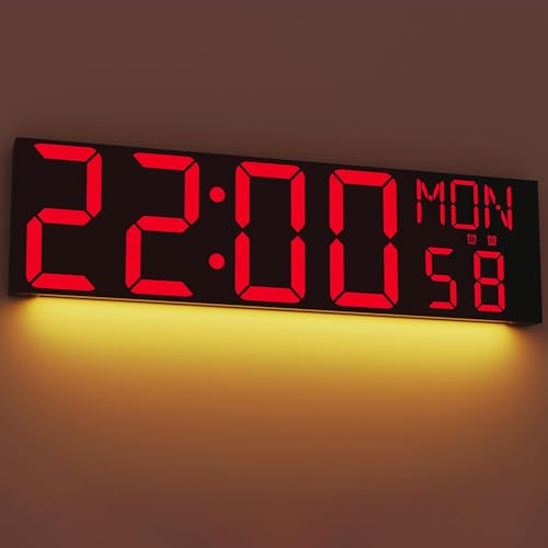 JALL 30" Oversize Digital Wall Clock, Extra Large LED Wall Clock with Remote, Giant Digital Clock with Jumbo Numbers for Living Room, Church (Black Shell Red Font) - color: Black, size: 30 inches