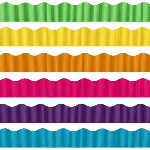 Containlol 118ft Corrugated Bulletin Board Borders, Colorful Ribbed Scalloped Borders Trim, Poster Board Decoration for Summer Back to School Classroom Office Chalkboard Whiteboard Wall - color: Colorful, size: 118ft