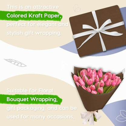 SMART&CASUAL 48" x 1,500" (125') Coffee Kraft Craft Paper Roll for Gift Wrapping Bulletin Board Bouquet Flower Art Packing Parcel Table Covering 80GSM 55LB (Coffee, 48" x 125') - color: Coffee, size: 48" x 1,500" ( 125ft )