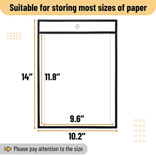 Mr. Pen- Reusable Dry Erase Pocket Sleeves, 10.2" x 14", 6 Pack, Black | Clear Plastic Paper Sleeves, Ticket Holders, Clear Plastic Sheet Protectors, Teacher, School, Classroom Supplies - color: Black, size: 6 Pack