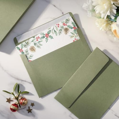 70 Packs A4 Envelopes, White, 4x6 Photo, Self Seal for Invitations, Weddings, Baby Shower, Photos, Postcards, Greeting Cards, Mailing (Sage Green, 30 Pack A4 Cards and Envelopes) - color: Sage Green, size: 30 Pack A4 (4.72x6.50in) Cards and Envelopes