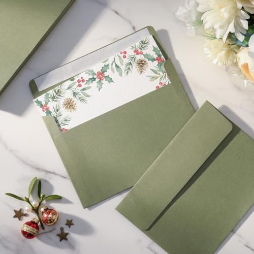 70 Packs A4 Envelopes, White, 4x6 Photo, Self Seal for Invitations, Weddings, Baby Shower, Photos, Postcards, Greeting Cards, Mailing (Sage Green, 30 Pack A7 Cards and Envelopes) - color: Sage Green, size: 30 Pack A7 (5.31x7.28in) Cards and Envelopes