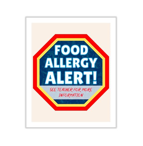 Poster Master Food Allergy Alert Canvas - Food Allergy Awareness Print - Educational Art - Stop Sign Art - Gift for Teacher & Student - Great Decor for School or Classroom - 8x10 ROLLED Canvas - color: Style-09, size: 8"L x 10"W