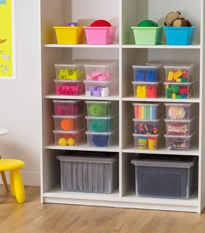 IRIS USA 12-Pack Storage Bins with Lids, 6 Quart - Crystal Clear, Shoe Boxes Stackable Containers Organize Shoes Closet Shelves, Teacher Tools Classroom Organization, Game - BPA-Free Plastic - size: 6 Qt (Pack of 2), style: 6 Pack