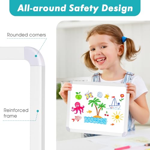 2 Pack Small White Board, 8.5" x 11" Double-Sided Dry Erase Whiteboard | Portable Mini Board for Fridge, Wall, Locker, Adhesive Mount, Hang & Magnetic Strip Mount, Stain-Resistant, No Ghosting - size: 8.5''x11''-2 Pack