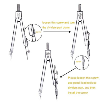 Drawing Compass and 6 Inch Protractor, Student Geometry Math Set - color: Clear