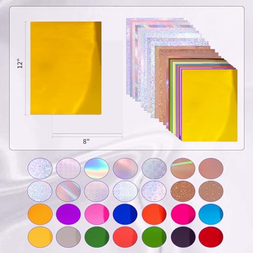 28 Pack Metallic Holographic Cardstock Paper Sheets 8" x 12" 250gsm/92lb | 28 styles Foil Mirror Shimmering Paper Cardstock For Arts and Crafts, Decorative, Invitations, Scrapbook Supplies - style: Metallic+Holographic