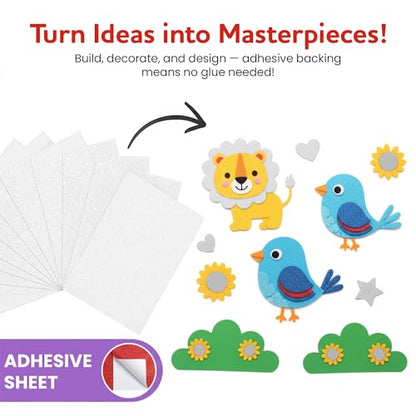 Self-Adhesive Glitter EVA Foam Sheets for Crafts – 2mm Thick 12 White Sheets, 6 x 9 Inch Peel & Stick Foam Paper for DIY, Scrapbooking & Kids’ Art (White). - color: White
