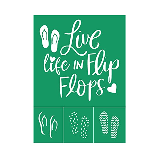DGAGA Adhesive Silk Screen Transfers Reusable Stencils, Summer Theme Flip Flops Stencil for Chalk Paste, DIY Home Decor, Fabric Bags, Wooden Board Painting 8.5x11 inches(Flip Flops) - color: Flip Flops